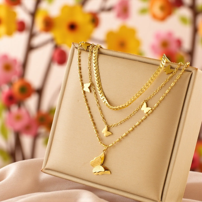 Layer Stainless Steel
Butterfly Necklace"