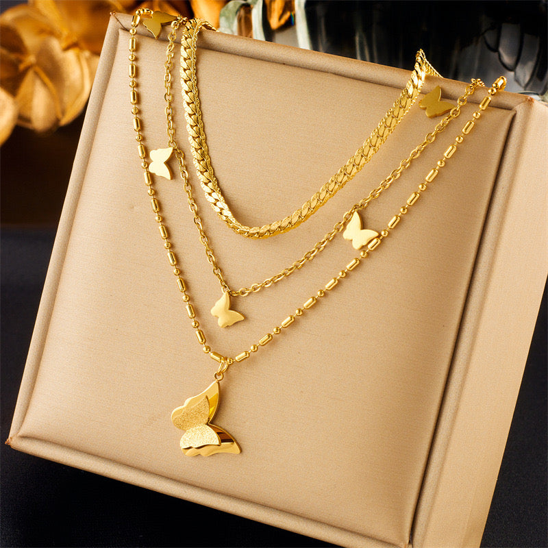 Layer Stainless Steel
Butterfly Necklace"